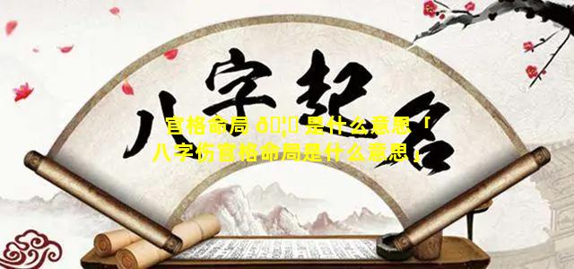 官格命局 🦍 是什么意思「八字伤官格命局是什么意思」